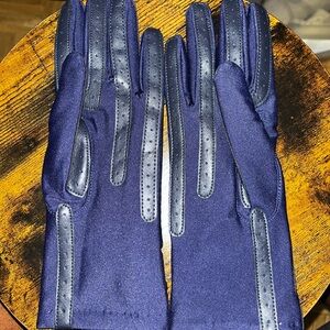 Vintage Isotoner Elegant Navy Leather Gloves
